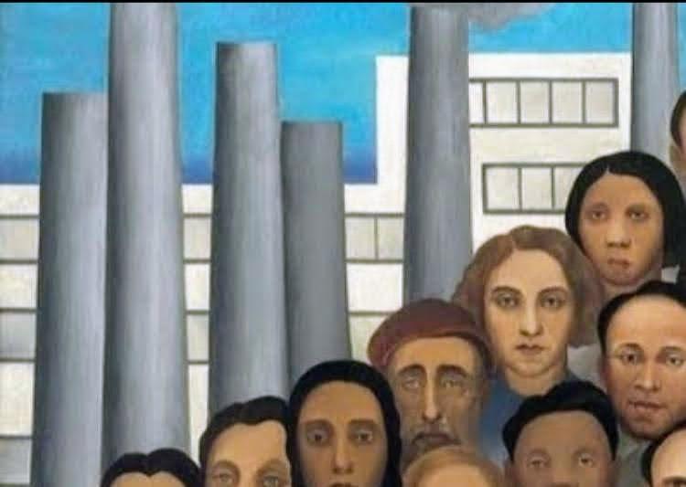 Os Operarios, pintura cl&aacute;ssia de Tasila do Amaral