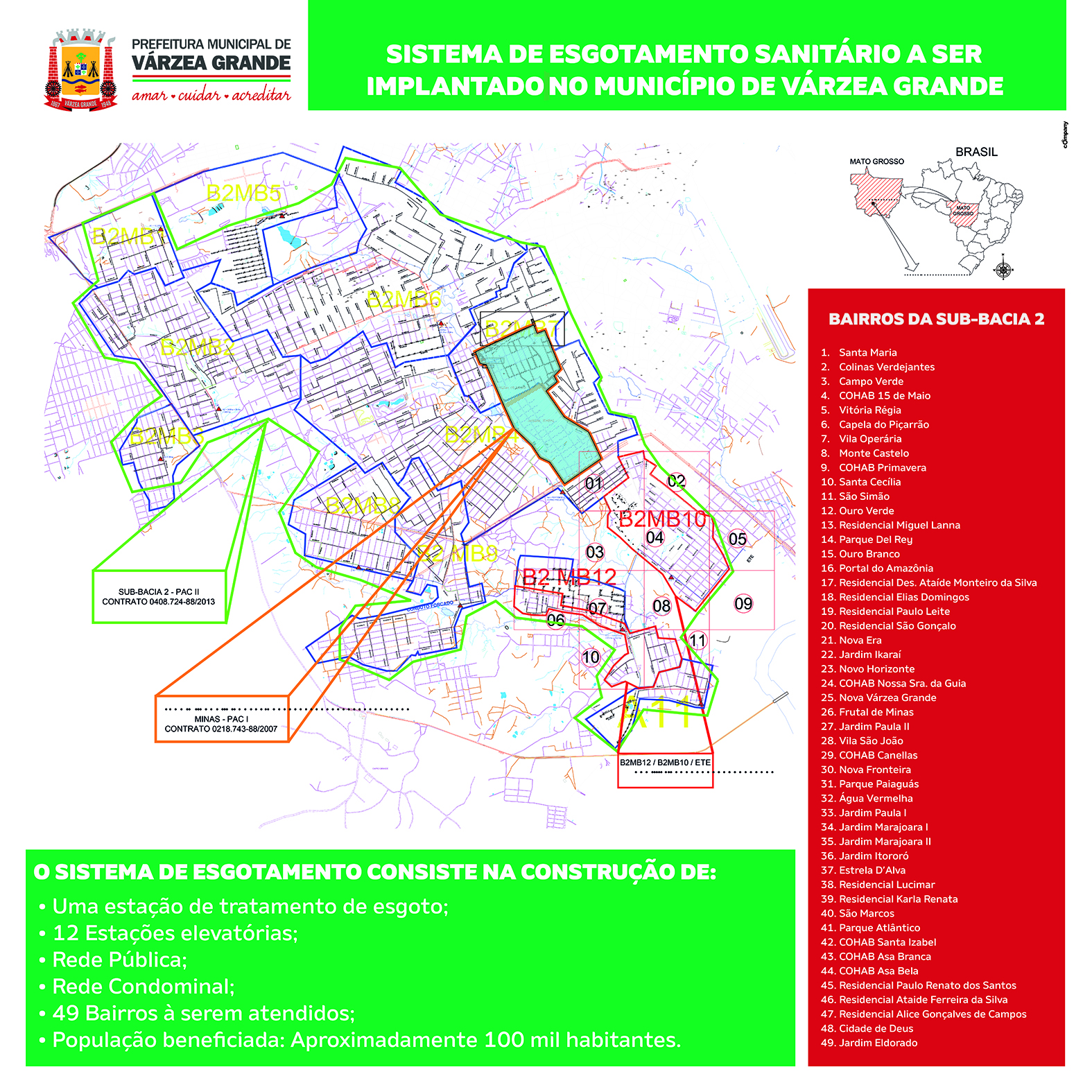 mapa das obras do pac de Varzea Grande