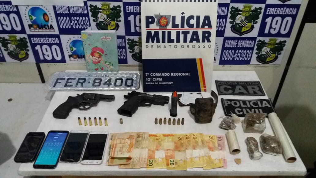 armas drogas apreendidas barra do bugres