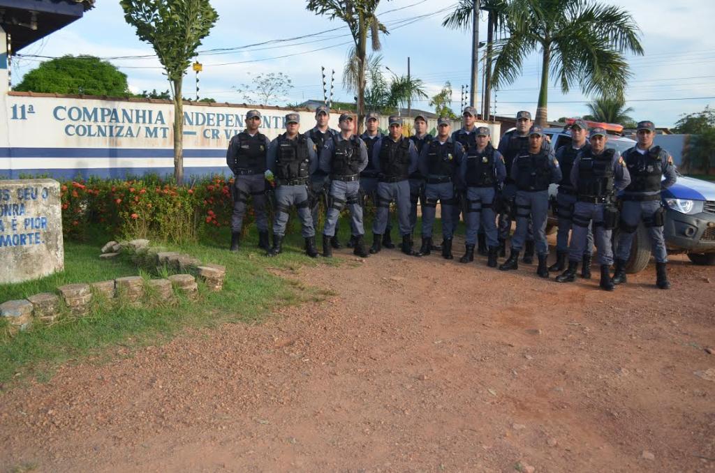Policiais da 11&ordf; Companhia de Pol&iacute;cia Militar do munic&iacute;pio de Colniza - 8&ordm; Comando Regional